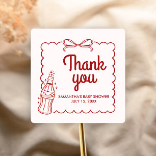 Pegatina Cuadrada Listo para explotar Baby Shower de Soda