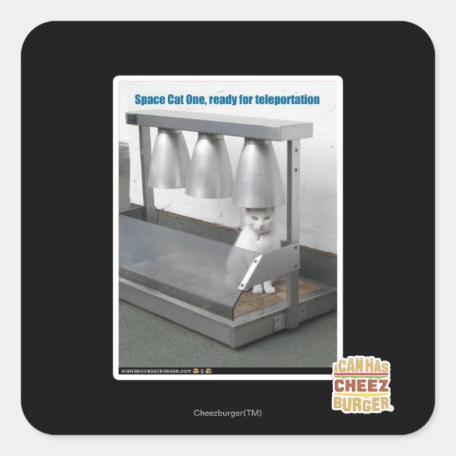 Pegatina Cuadrada Listo para la Teleportación (Anverso)