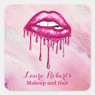 Pegatina Cuadrada Litros de goteo rosado profesional de moda