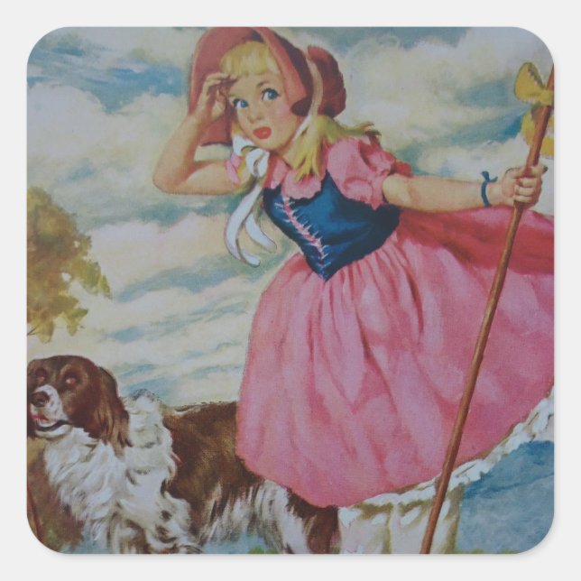 Pegatina Cuadrada Little Bo Beep (Anverso)