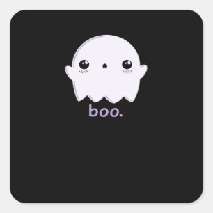 Pegatina Cuadrada Little Boo Cute Halloween