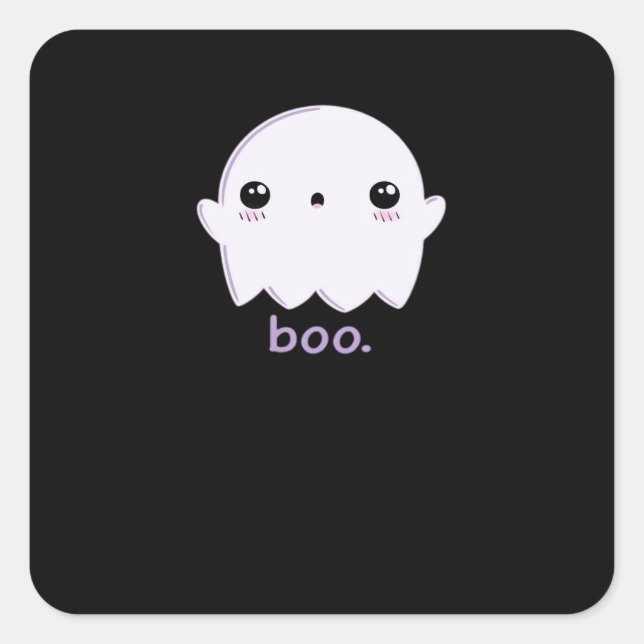 Pegatina Cuadrada Little Boo Cute Halloween (Anverso)