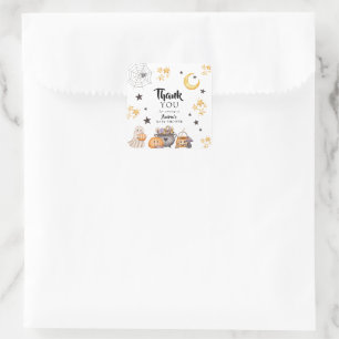 Pegatina Cuadrada Little Boo Halloween Baby Shower