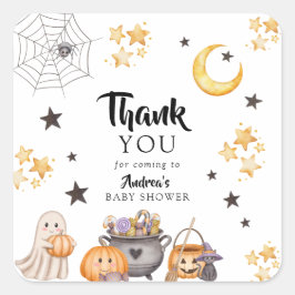 Pegatina Cuadrada Little Boo Halloween Baby Shower