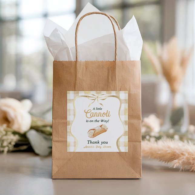 Pegatina Cuadrada Little Cannoli Neutral Beige Italian Baby Shower (Subido por el creador)