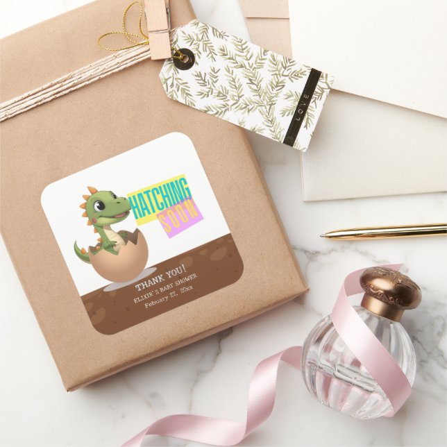 Pegatina Cuadrada Little Dinosaur Hatching Soon (Regalar)