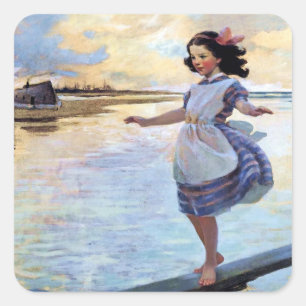 Pegatina Cuadrada “Little Eml'y” de Jessie Willcox Smith
