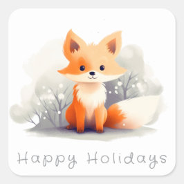 Pegatina Cuadrada Little fox in winter