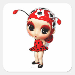 Pegatina Cuadrada Little Miss Ladybug