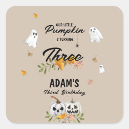 Pegatina Cuadrada Little Pumpkin Halloween Any Age Birthday
