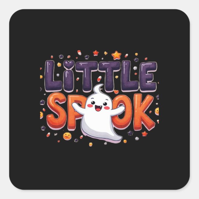 Pegatina Cuadrada Little Spook Cute Halloween Estilo Creativo (Anverso)