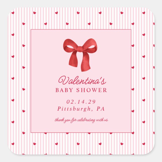 Pegatina Cuadrada Little Sweetheart Valentine CoquettePaper Napkin (Anverso)