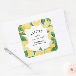 Pegatina Cuadrada Little Sweetie Lemon Baby Shower