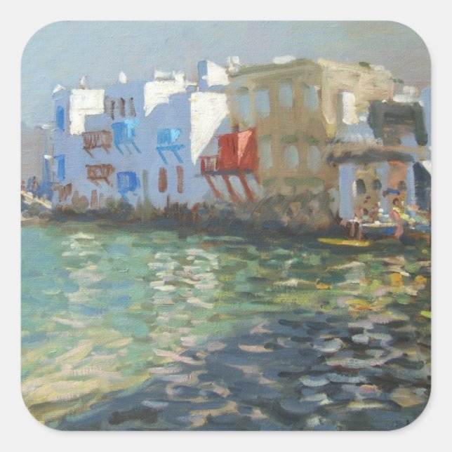 Pegatina Cuadrada Little Venice Mykonos (Anverso)