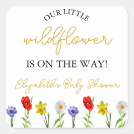 Pegatina Cuadrada Little Wildflower Baby Shower