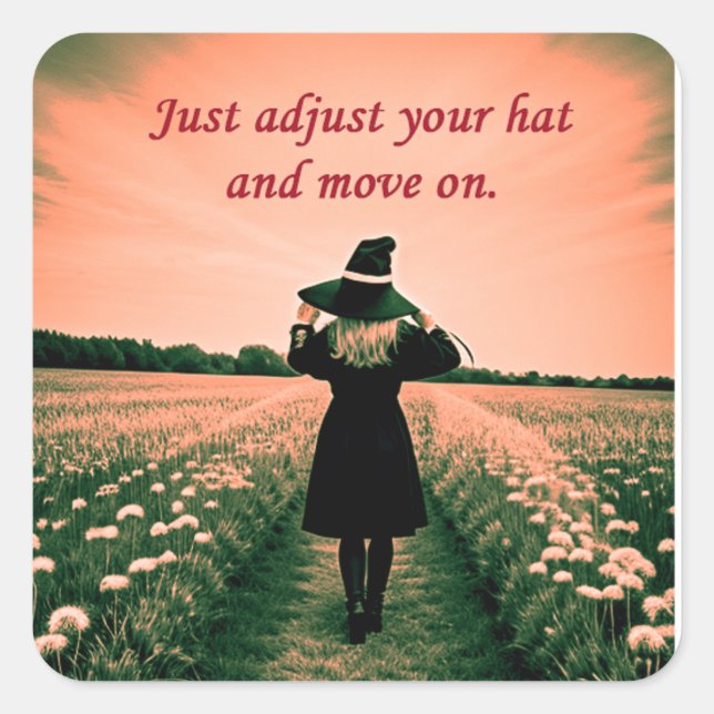 Pegatina Cuadrada Little Witch (Anverso)