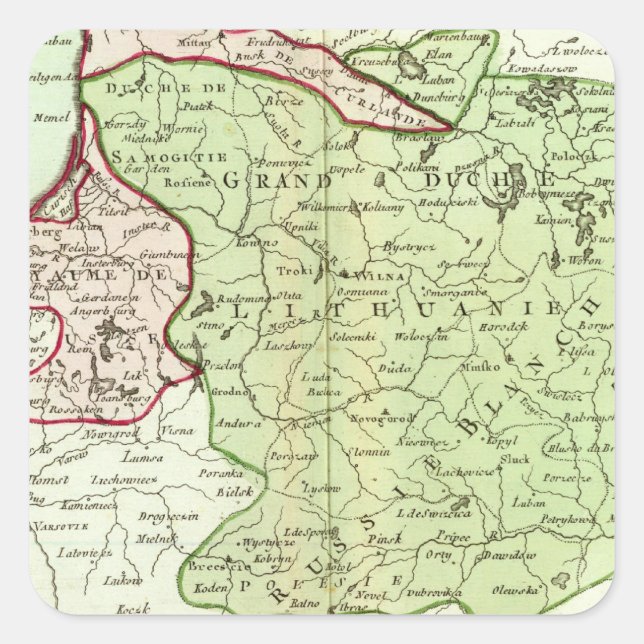 Pegatina Cuadrada Lituania, Bielorrusia (Anverso)