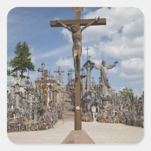 Pegatina Cuadrada Lituania, Lituania central, Siauliai, colina 4