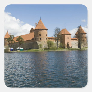 Pegatina Cuadrada Lituania, Trakai. Castillo Isla 3