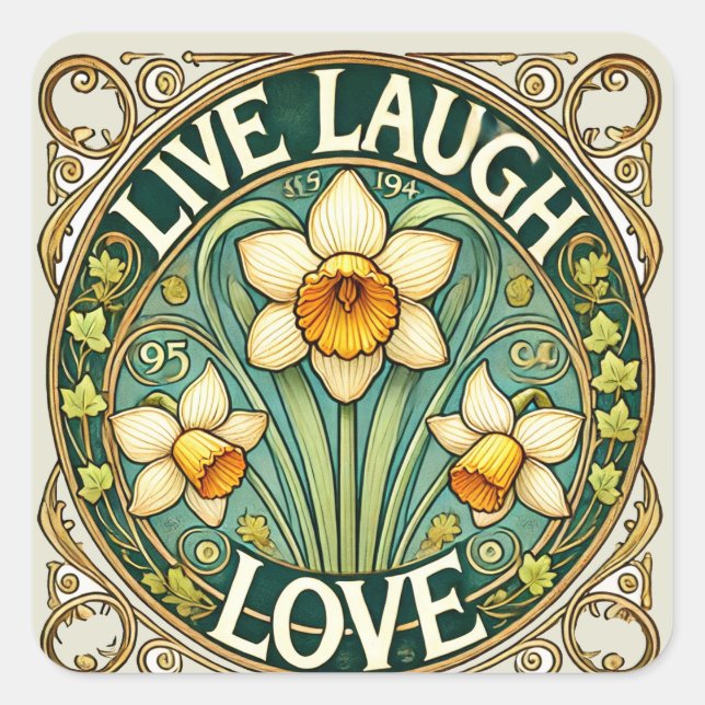 Pegatina Cuadrada Live Laugh Love (Anverso)