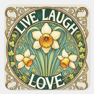 Pegatina Cuadrada Live Laugh Love