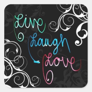 Pegatina Cuadrada Live, Laugh, Love