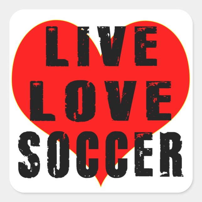 Pegatina Cuadrada Live Love Soccer (Anverso)