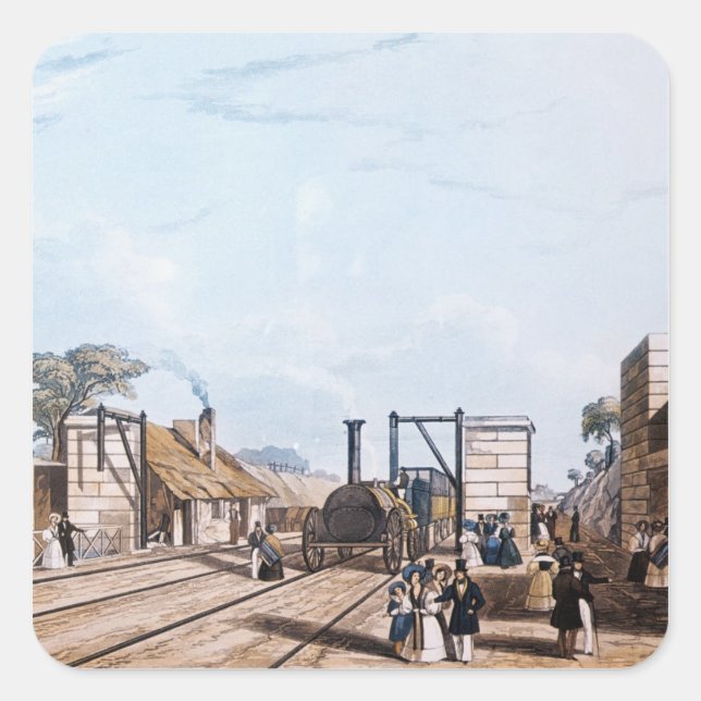 Pegatina Cuadrada Liverpool y Manchester Railway: (Anverso)