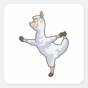 Pegatina Cuadrada Llama al gimnasio del yoga