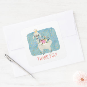 Pegatina Cuadrada Llama Amor Gracias Niñas Lindas Adorables Cumpleañ