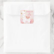 Llama completa, diversión, rosa, primer cumpleaños