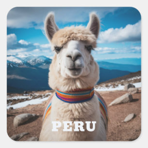 Pegatina Cuadrada Llama de Perú