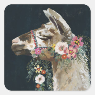 Pegatina Cuadrada Llama encantadora