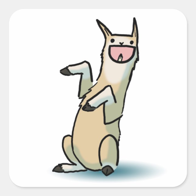 Pegatina Cuadrada Llama feliz (Anverso)
