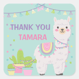 PEGATINA CUADRADA LLAMA FUN AQUA