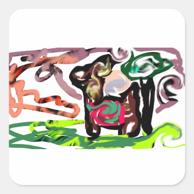 Pegatina Cuadrada Llama Lazy (Anverso)