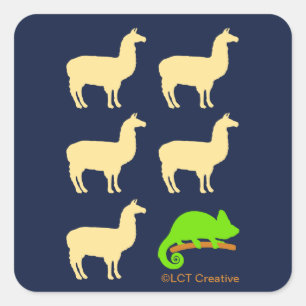 Pegatina Cuadrada Llama Llama Llama Llama Chameleon