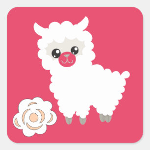 Pegatina Cuadrada Llama y flor