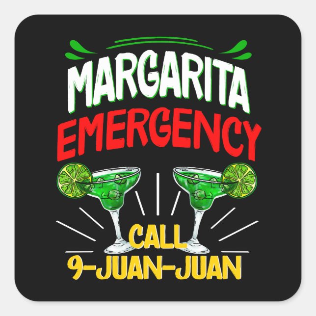 Pegatina Cuadrada Llamada de emergencia Margarita 9 Juan (Anverso)