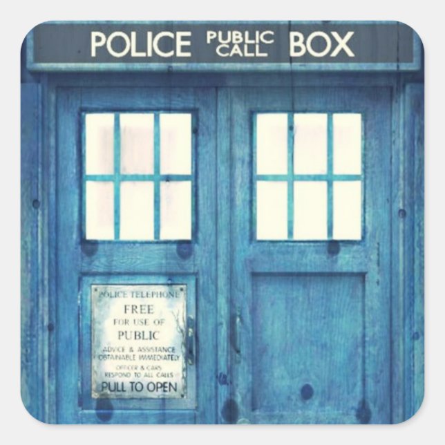 Pegatina Cuadrada Llamada pública de la policía de época (Anverso)