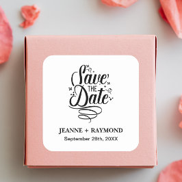 Pegatina Cuadrada Llamada Romántica Caligrafía Boda Personalizada Fe