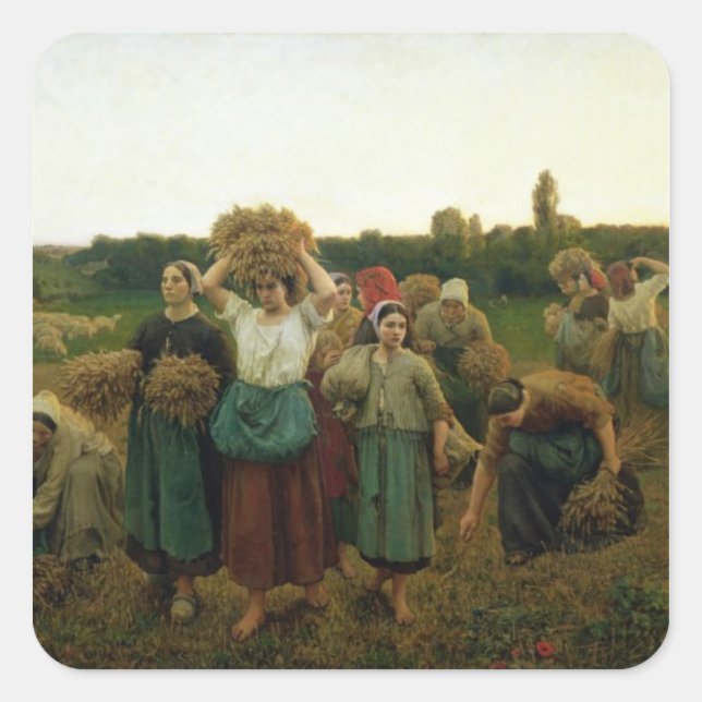 Pegatina Cuadrada Llamando a los Gleaners, 1859 (Anverso)