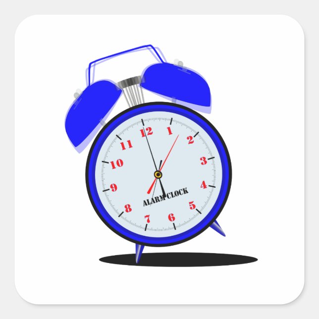 Pegatina Cuadrada Llamando fuerte alarma de reloj (Anverso)