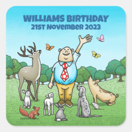 Pegatina Cuadrada Llamar a todos los animales Fiestas