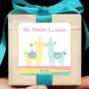 Pegatina Cuadrada Llamas amarillas acuáticas besándose escuela de no