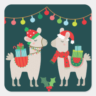 Pegatina Cuadrada Llamas del navidad
