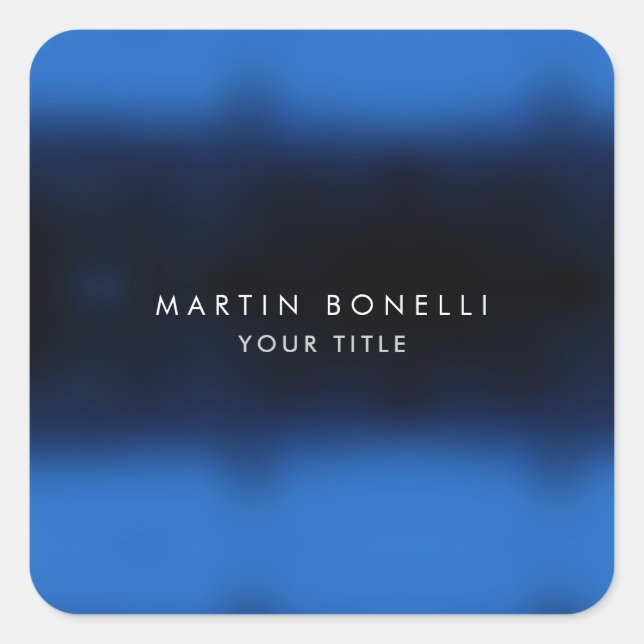 Pegatina Cuadrada Llanura Minimalista moderna negra azul oscuro (Anverso)