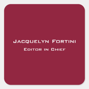 Pegatina Cuadrada Llanura roja borgoña elegante Minimalista moderno