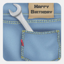 Pegatina Cuadrada Llave en Jean Pocket por cumpleaños