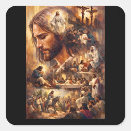 Pegatina Cuadrada Llavero Inspirador Jesucristo – Religioso Sagrado